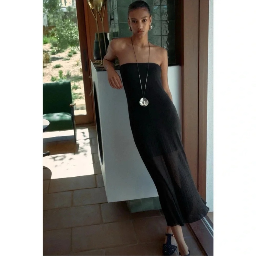 Zara Black Maxi Fine Knit Dress